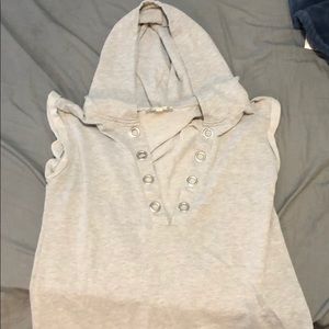 Grey hooded cut sleeve shirt